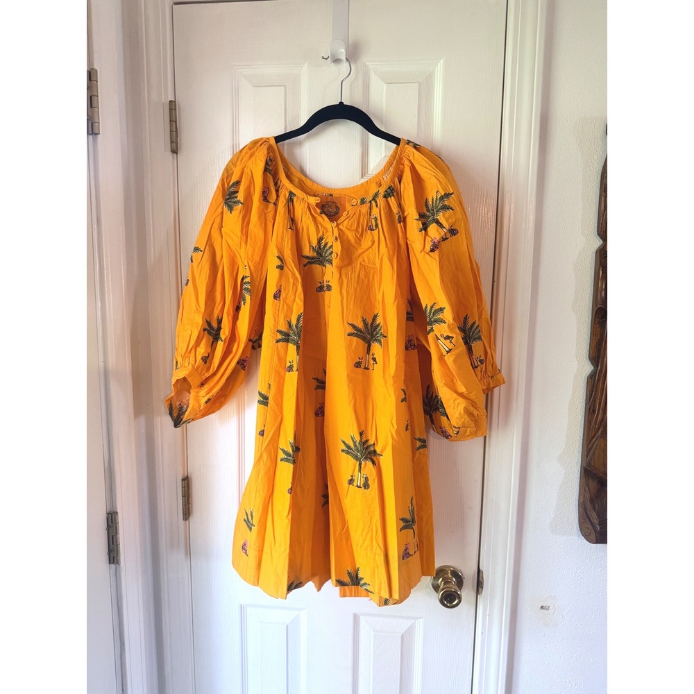 Coniglio Palm Beach Grace Mini Dress Orange Palm Tree Cotton Small NWT - Picture 2 of 6